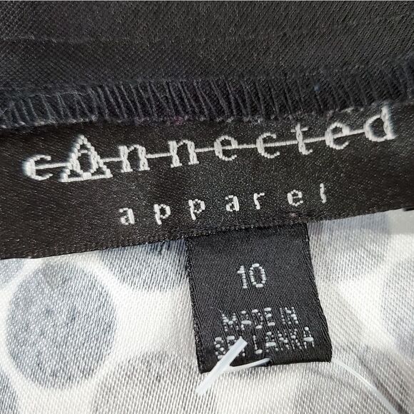 🩵Connected Apparel Ivory & Black Polka Dot Sleeveless Dress Size 10 - Picture 8 of 9